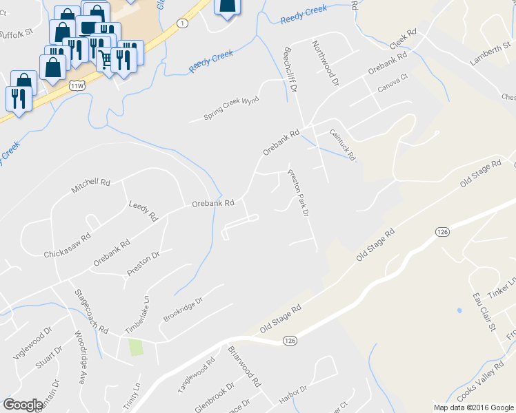 map of restaurants, bars, coffee shops, grocery stores, and more near 3 Pendleton Place in Kingsport