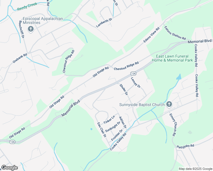 map of restaurants, bars, coffee shops, grocery stores, and more near 4800 Memorial Boulevard in Kingsport
