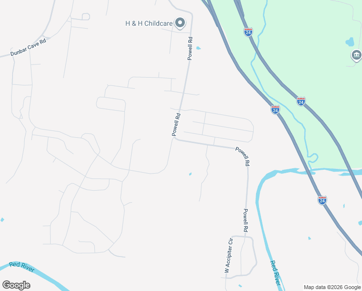 map of restaurants, bars, coffee shops, grocery stores, and more near 2002 Powell Road in Clarksville