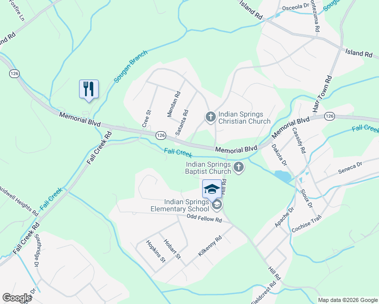 map of restaurants, bars, coffee shops, grocery stores, and more near 5509 Memorial Blvd in Kingsport