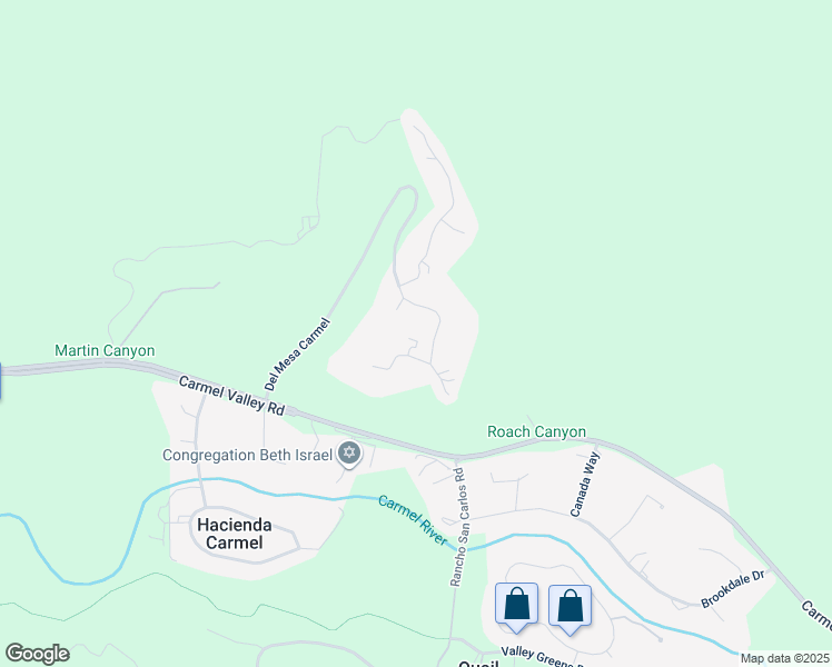 map of restaurants, bars, coffee shops, grocery stores, and more near 75 Del Mesa Carmel in Carmel