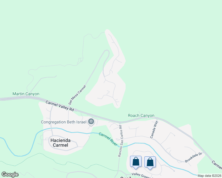 map of restaurants, bars, coffee shops, grocery stores, and more near 72 Del Mesa Carmel in Carmel