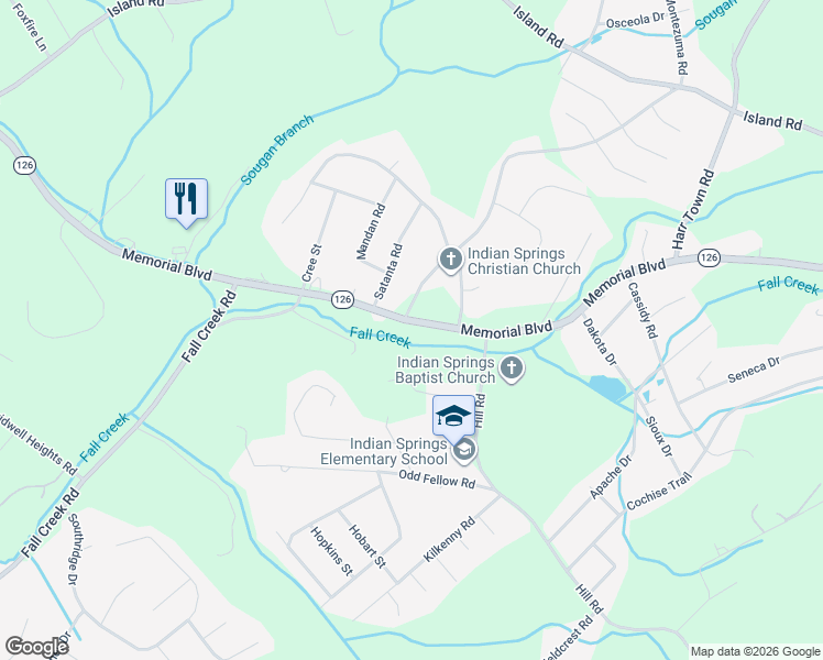 map of restaurants, bars, coffee shops, grocery stores, and more near 5509 Memorial Blvd in Kingsport