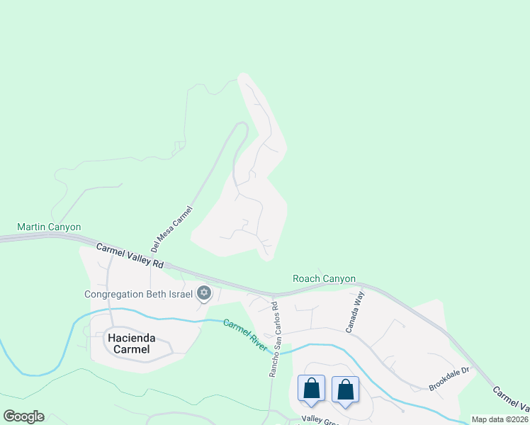 map of restaurants, bars, coffee shops, grocery stores, and more near 183 Del Mesa Carmel in Carmel