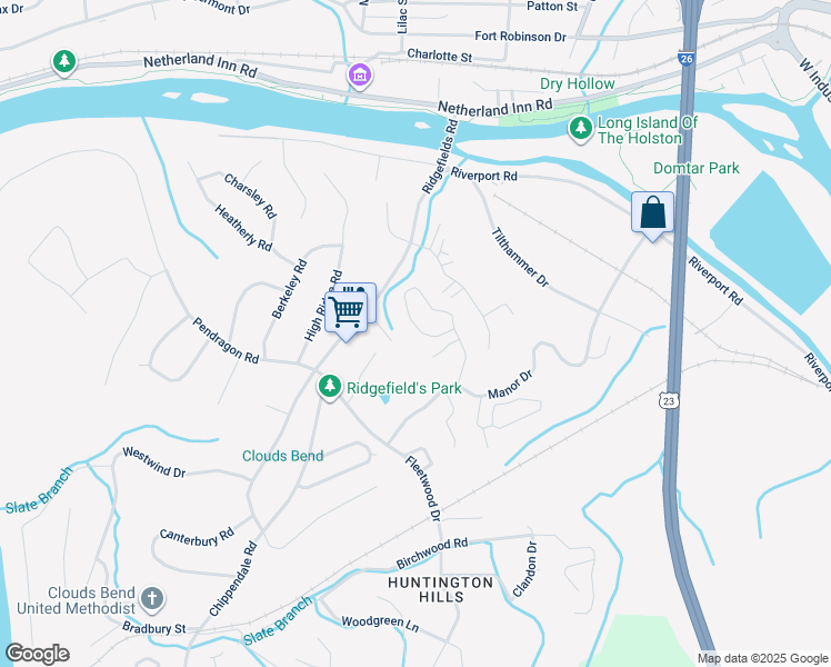 map of restaurants, bars, coffee shops, grocery stores, and more near 528 Fleetwood Ct in Kingsport