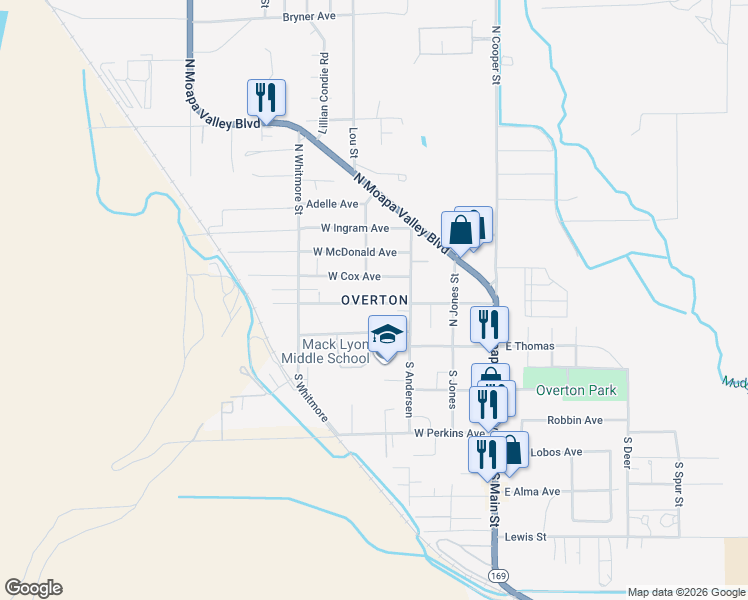 map of restaurants, bars, coffee shops, grocery stores, and more near in Moapa Valley