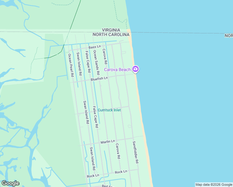 map of restaurants, bars, coffee shops, grocery stores, and more near 2357 Carova Road in Corolla