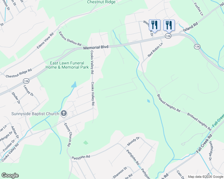 map of restaurants, bars, coffee shops, grocery stores, and more near 5056 Boss Road in Kingsport