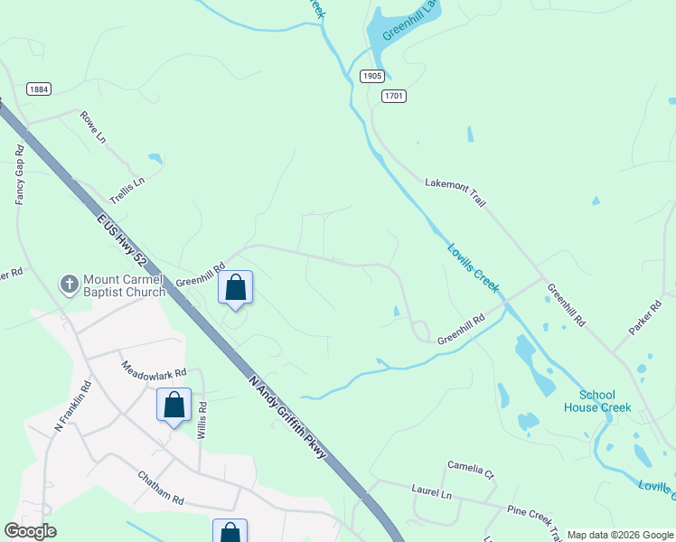 map of restaurants, bars, coffee shops, grocery stores, and more near 161 Guiness Lane in Mount Airy