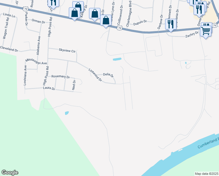 map of restaurants, bars, coffee shops, grocery stores, and more near 712 Willard Road in Clarksville
