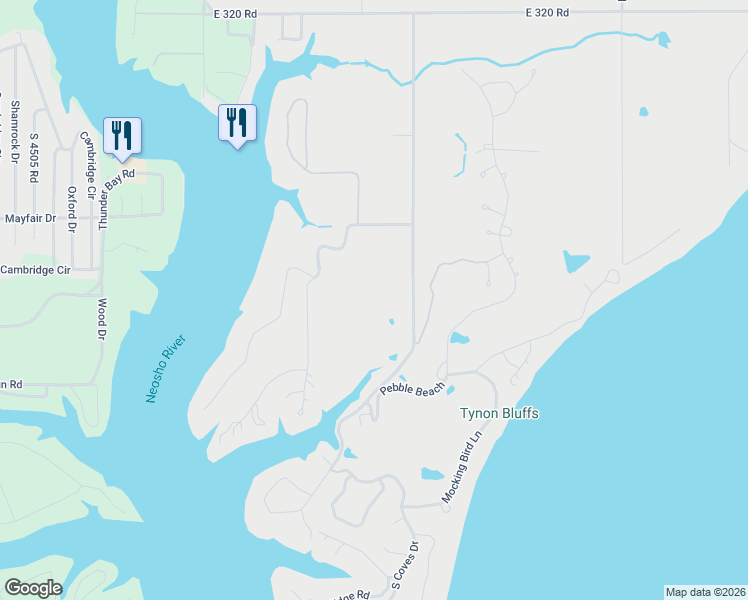 map of restaurants, bars, coffee shops, grocery stores, and more near in Cleora