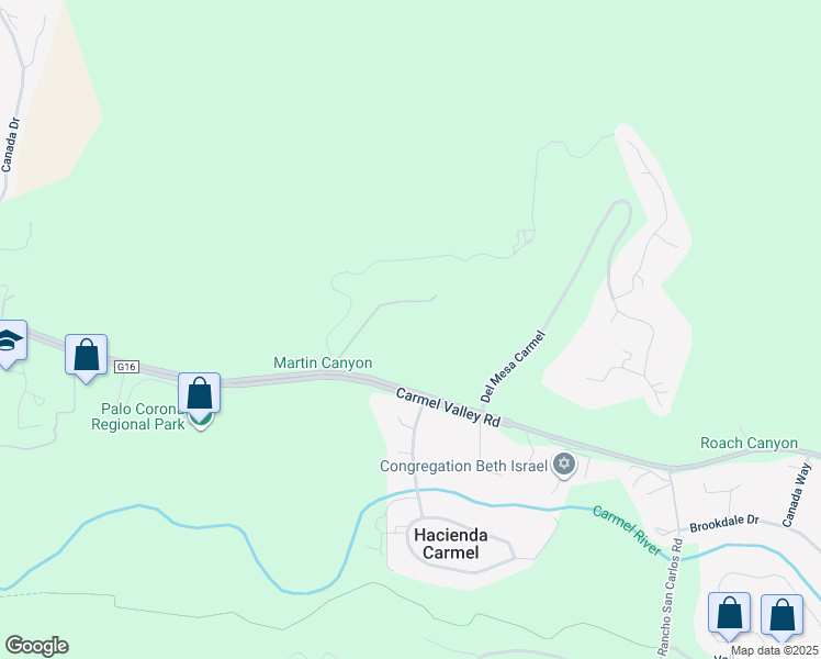 map of restaurants, bars, coffee shops, grocery stores, and more near 5165 Carmel Valley Road in Carmel