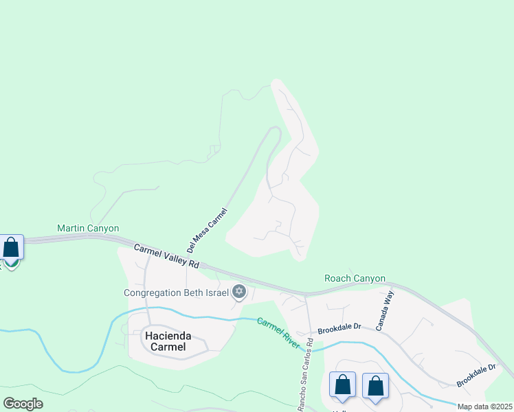 map of restaurants, bars, coffee shops, grocery stores, and more near 115 Del Mesa Carmel in Carmel