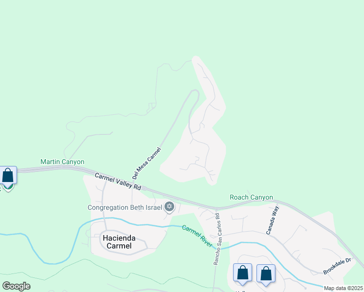 map of restaurants, bars, coffee shops, grocery stores, and more near 115 Del Mesa Carmel in Carmel