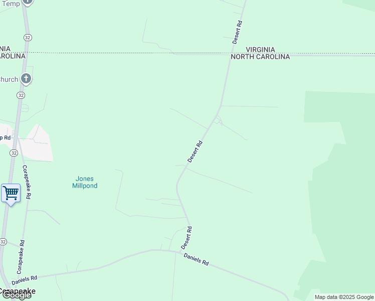 map of restaurants, bars, coffee shops, grocery stores, and more near 102 Desert Road in Corapeake