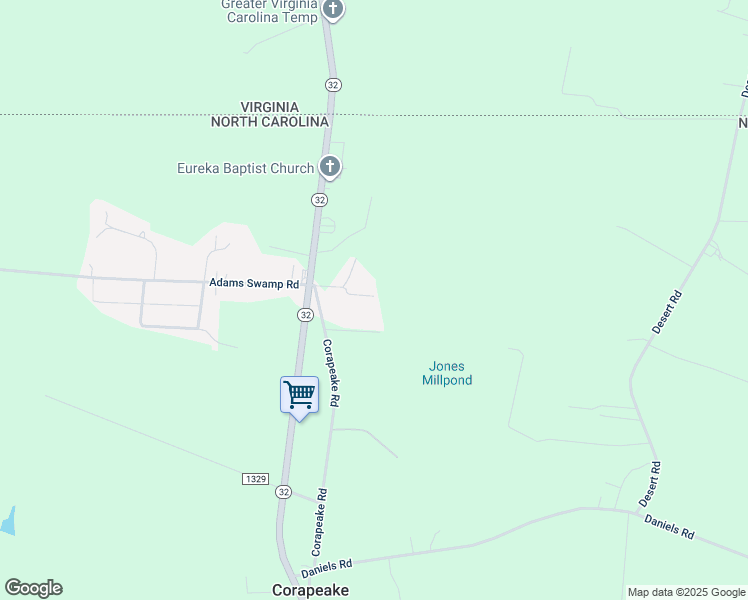 map of restaurants, bars, coffee shops, grocery stores, and more near 137 Corapeake Road in Corapeake