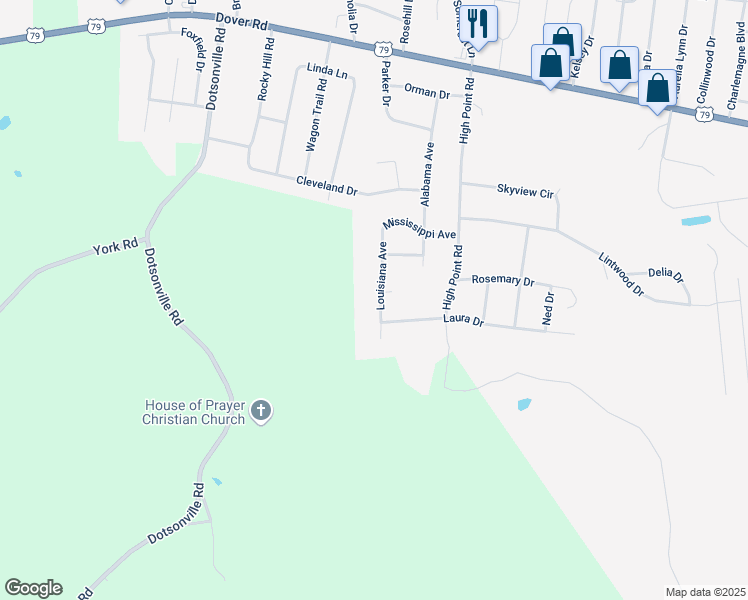 map of restaurants, bars, coffee shops, grocery stores, and more near 494 Louisiana Avenue in Clarksville