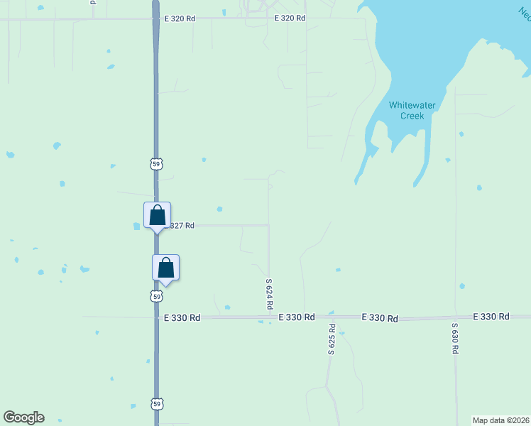 map of restaurants, bars, coffee shops, grocery stores, and more near 32045-32099 South 624 Road in Grove