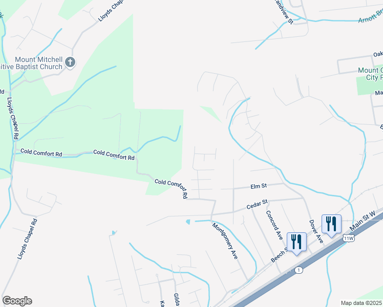 map of restaurants, bars, coffee shops, grocery stores, and more near 1002 Lisa Drive in Church Hill