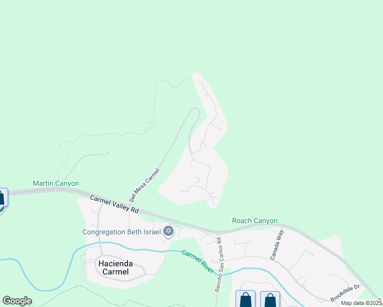 map of restaurants, bars, coffee shops, grocery stores, and more near 254 Del Mesa Drive in Carmel