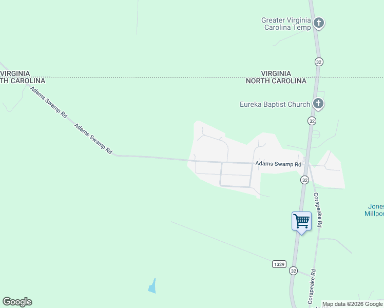 map of restaurants, bars, coffee shops, grocery stores, and more near 101 Adams Swamp Road in Corapeake
