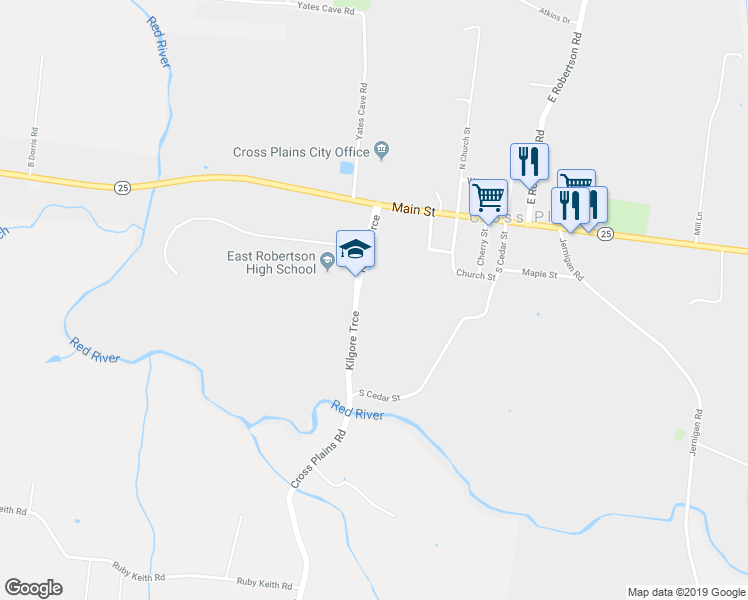 map of restaurants, bars, coffee shops, grocery stores, and more near 153 Kilgore Trce in Cross Plains
