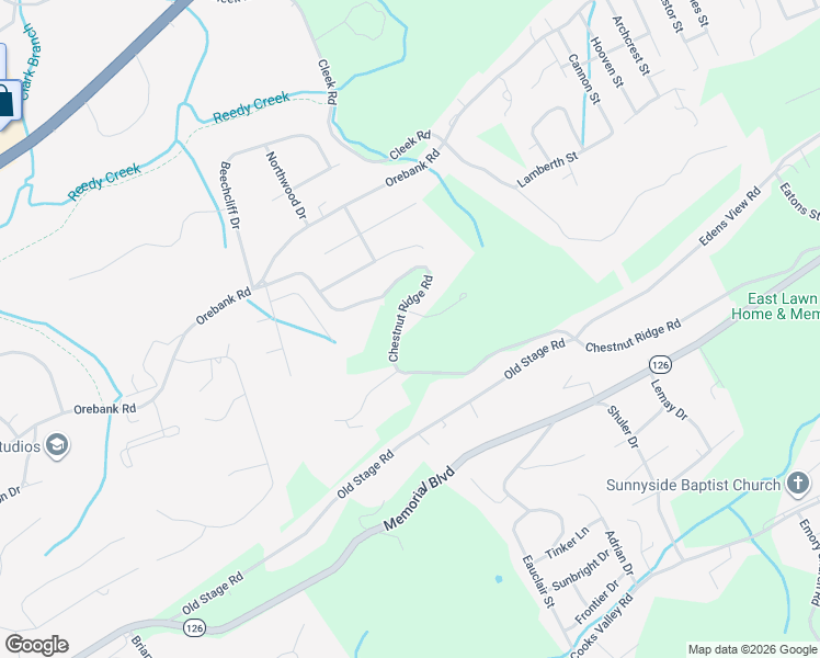 map of restaurants, bars, coffee shops, grocery stores, and more near 5840 Chestnut Ridge Road in Kingsport