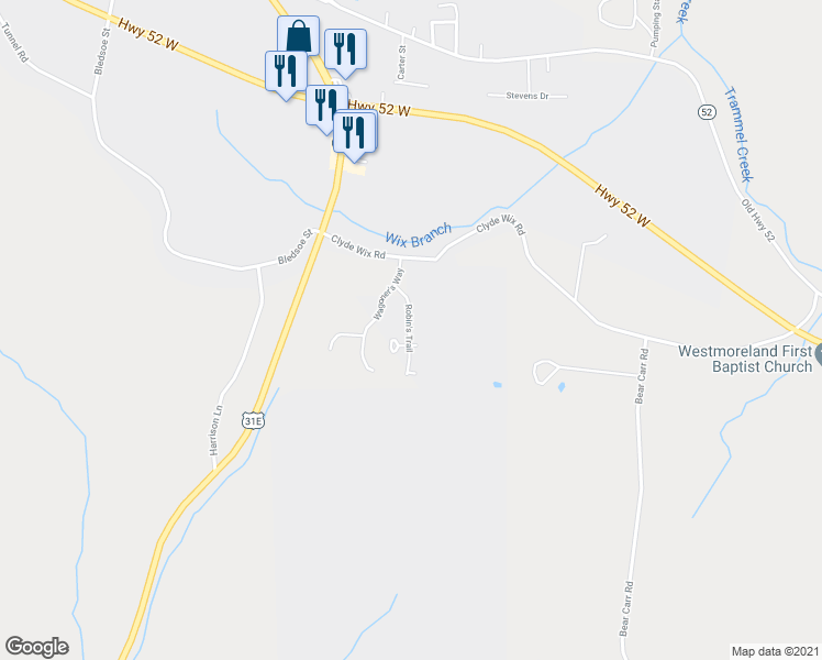map of restaurants, bars, coffee shops, grocery stores, and more near in Westmoreland