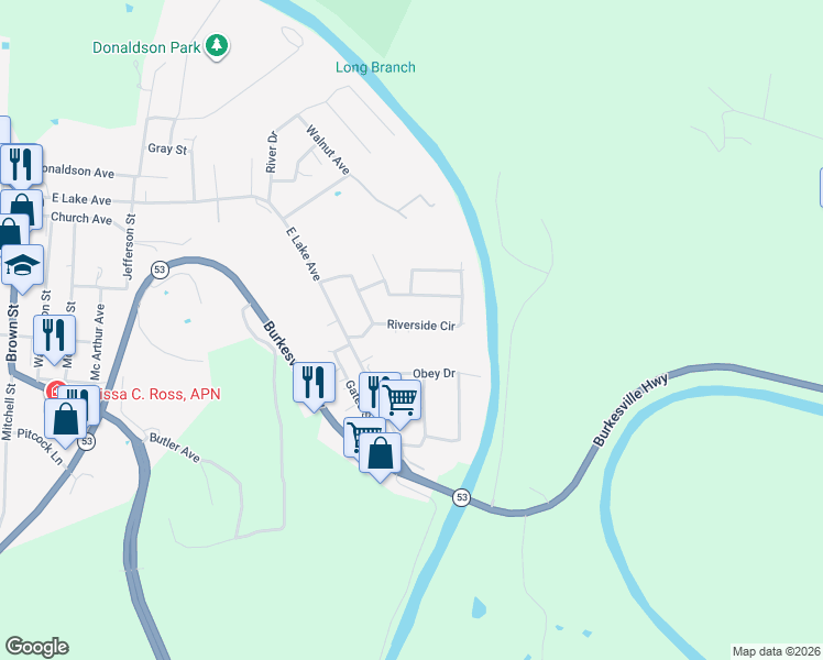 map of restaurants, bars, coffee shops, grocery stores, and more near 810 Riverside Circle in Celina