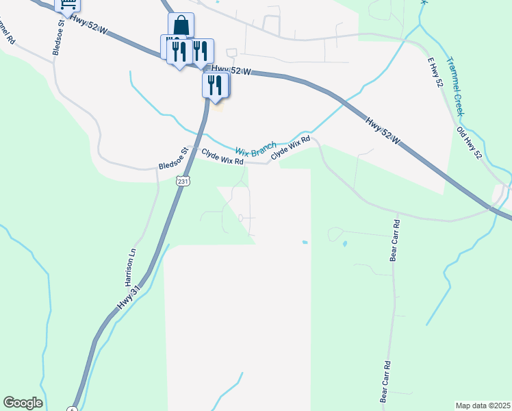 map of restaurants, bars, coffee shops, grocery stores, and more near 425 Robin's Trail in Westmoreland