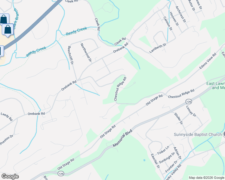 map of restaurants, bars, coffee shops, grocery stores, and more near 5835 Chestnut Ridge Road in Kingsport