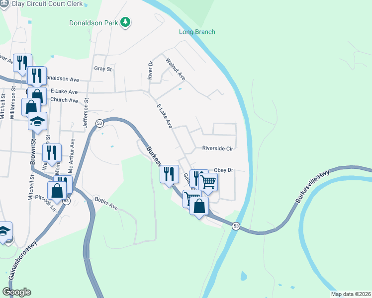 map of restaurants, bars, coffee shops, grocery stores, and more near 815 East Lake Avenue in Celina