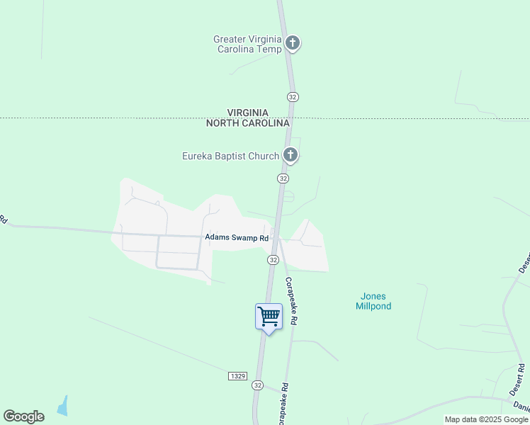 map of restaurants, bars, coffee shops, grocery stores, and more near 1560-1 Barefoot Lane in Corapeake