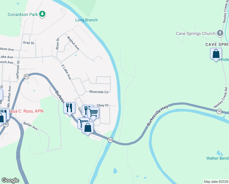 map of restaurants, bars, coffee shops, grocery stores, and more near 822 Riverside Circle in Celina