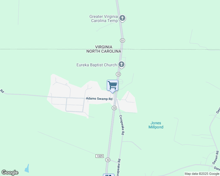 map of restaurants, bars, coffee shops, grocery stores, and more near 1560-1 Barefoot Lane in Corapeake
