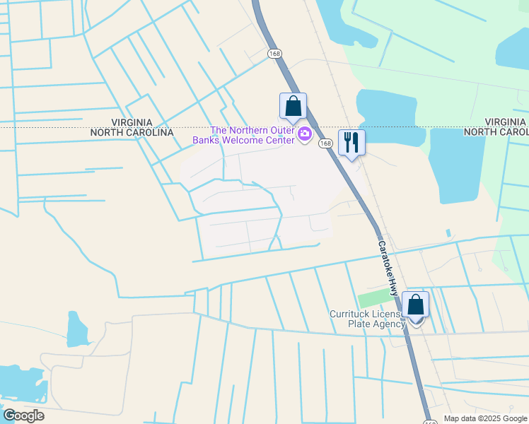 map of restaurants, bars, coffee shops, grocery stores, and more near 166 Caratoke Highway in Moyock