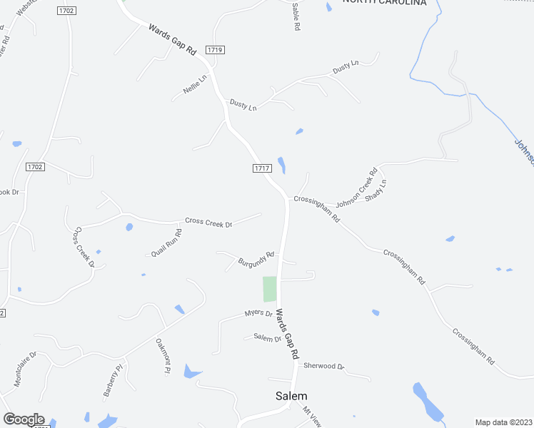 map of restaurants, bars, coffee shops, grocery stores, and more near 664 Cross Creek Drive in Mount Airy