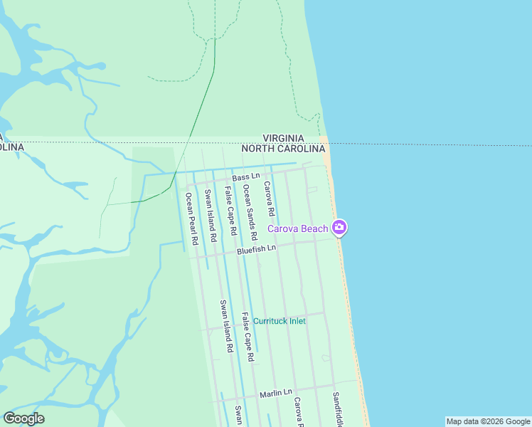 map of restaurants, bars, coffee shops, grocery stores, and more near 2390 Carova Rd in Corolla