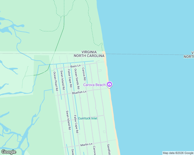 map of restaurants, bars, coffee shops, grocery stores, and more near 2386 Sandfiddler Road in Corolla
