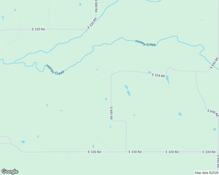 map of restaurants, bars, coffee shops, grocery stores, and more near 32501 South 685 Road in Jay