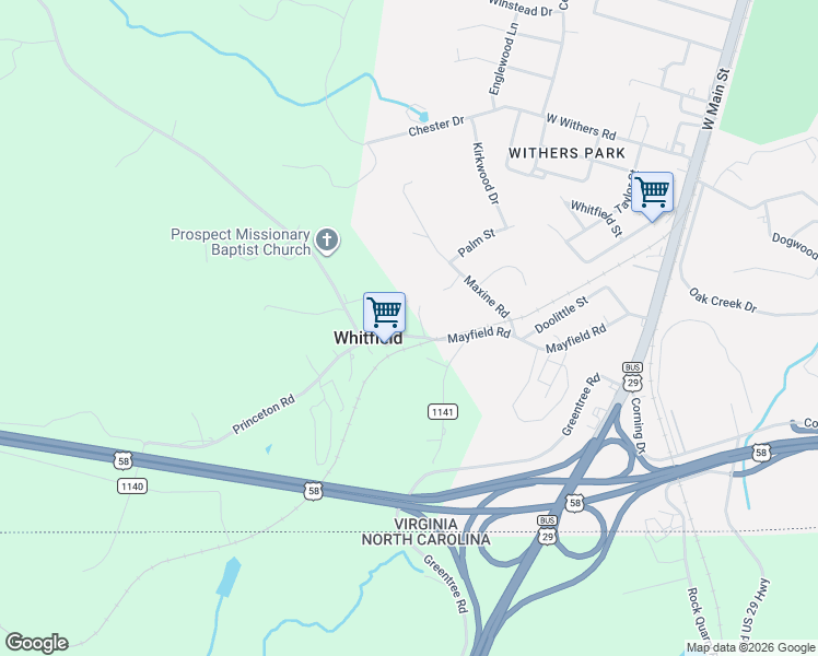 map of restaurants, bars, coffee shops, grocery stores, and more near 548 Old Mayfield Road in Danville