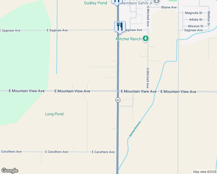 map of restaurants, bars, coffee shops, grocery stores, and more near 12955 South Highland Avenue in Selma