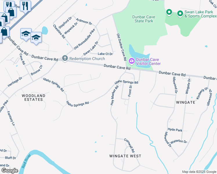 map of restaurants, bars, coffee shops, grocery stores, and more near 465 Idaho Springs Road in Clarksville