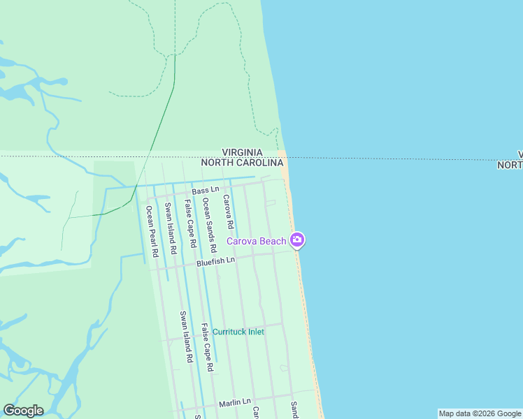 map of restaurants, bars, coffee shops, grocery stores, and more near 2386 Sandfiddler Road in Corolla