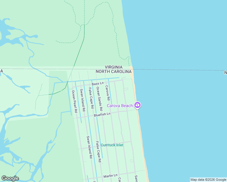 map of restaurants, bars, coffee shops, grocery stores, and more near 2388 Sandpiper Road in Corolla