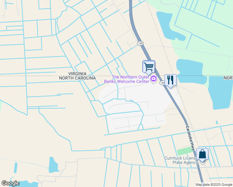 map of restaurants, bars, coffee shops, grocery stores, and more near 143 North Point Boulevard in Moyock