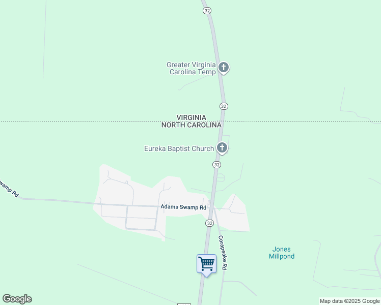 map of restaurants, bars, coffee shops, grocery stores, and more near 1620 North Carolina 32 in Corapeake