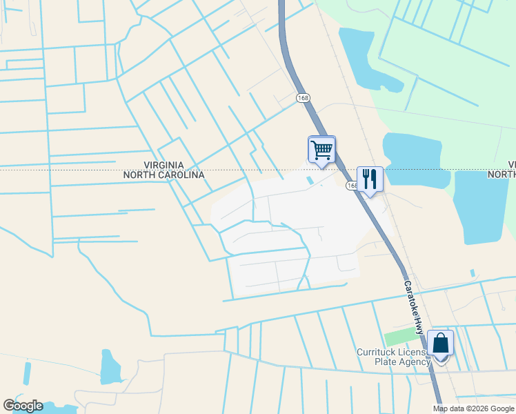 map of restaurants, bars, coffee shops, grocery stores, and more near 141-143 North Point Blvd in Currituck