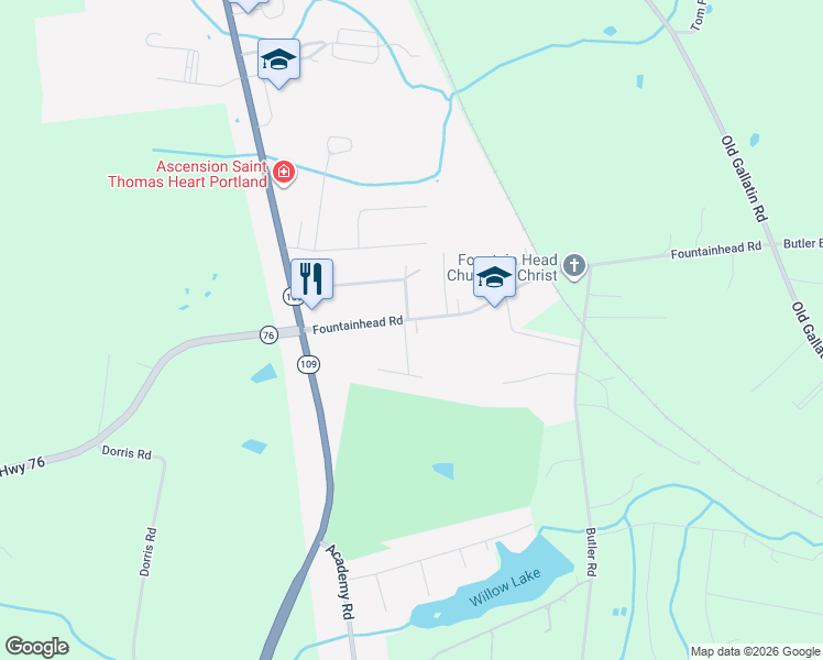 map of restaurants, bars, coffee shops, grocery stores, and more near 201 Fountainhead Road in Portland