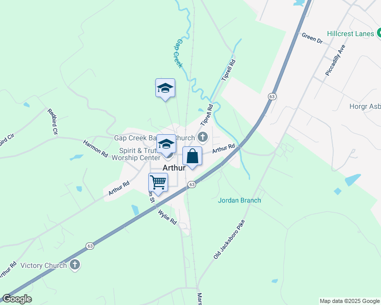 map of restaurants, bars, coffee shops, grocery stores, and more near 265 Claiborne Avenue in Cumberland Gap